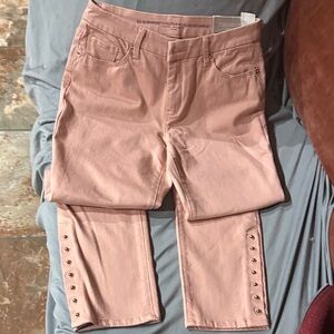 Chico’s So Slimming® Girlfriend Ankle Jeans | Blush Pink | Grommet Hem size 6P